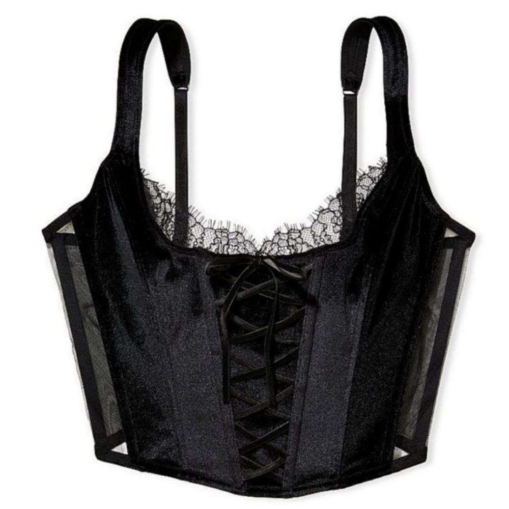 Victoria's Secret Black Lace-Up Corset